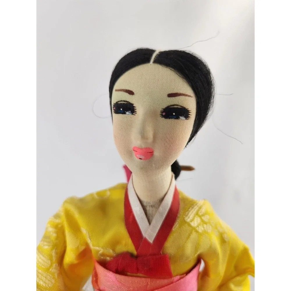 Vintage Handmade Korean Doll‎ w/ Baby Made In Seoul Korea Traditional Dress Wrap